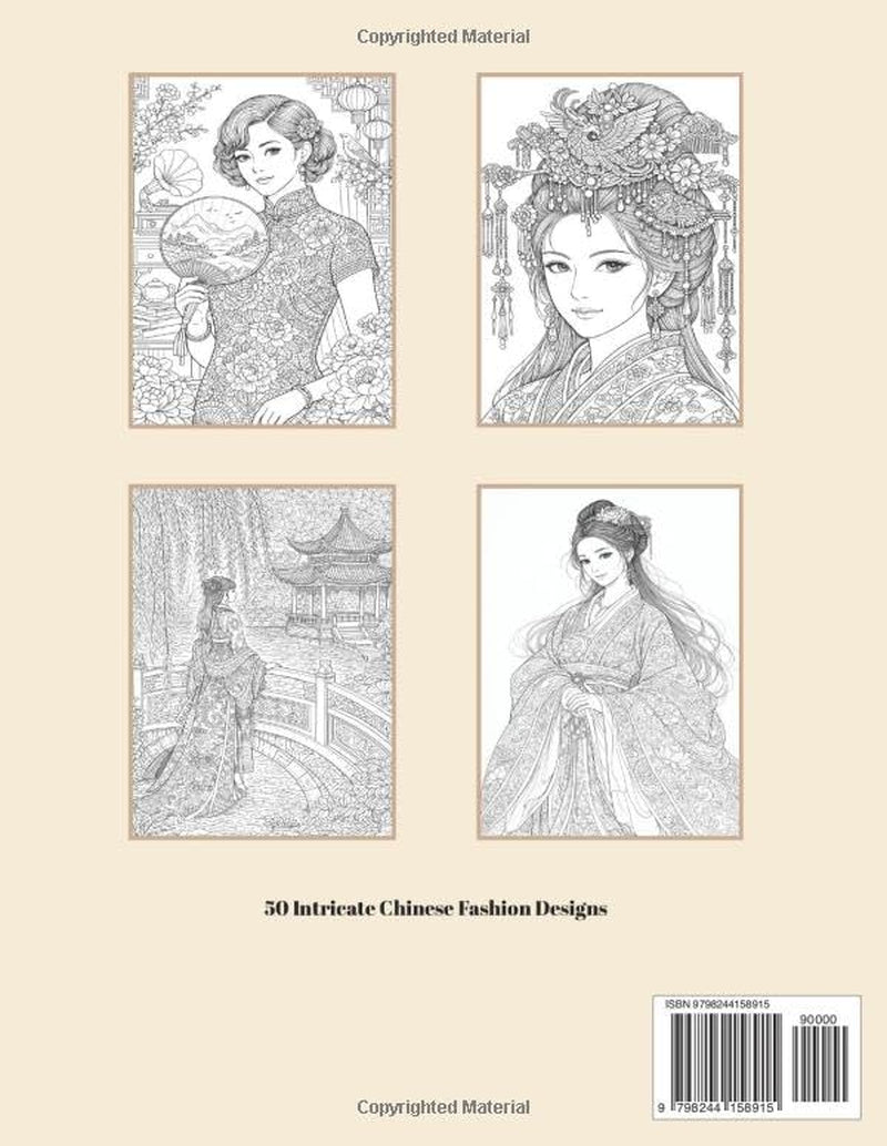 Oriental Beauty Coloring Book: An Intricate Adult Coloring Book featuring Hanfu, Qipao, Traditional Costumes, and Exquisite Ancient Fashion Designs for Stress Relief