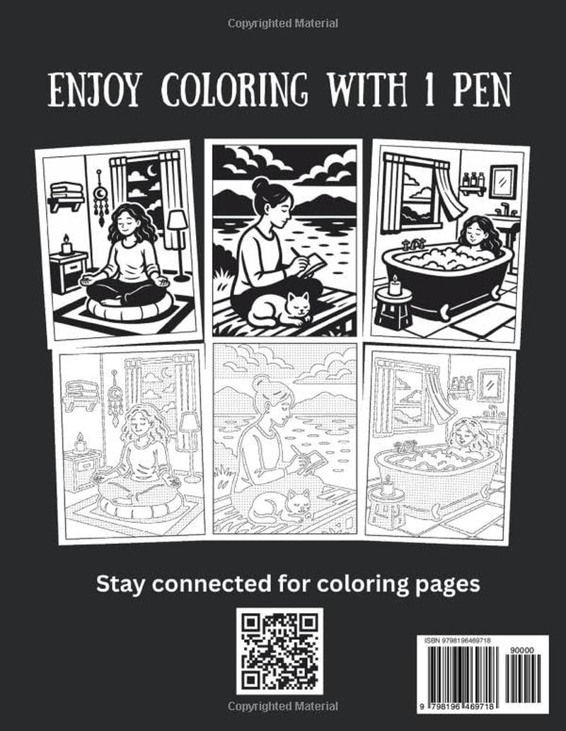 Monochrome Me Time: Explore Relaxing One Color Indoor And Outdoor Cozy Moments For All Ages (One Color Black And White Illustrations)