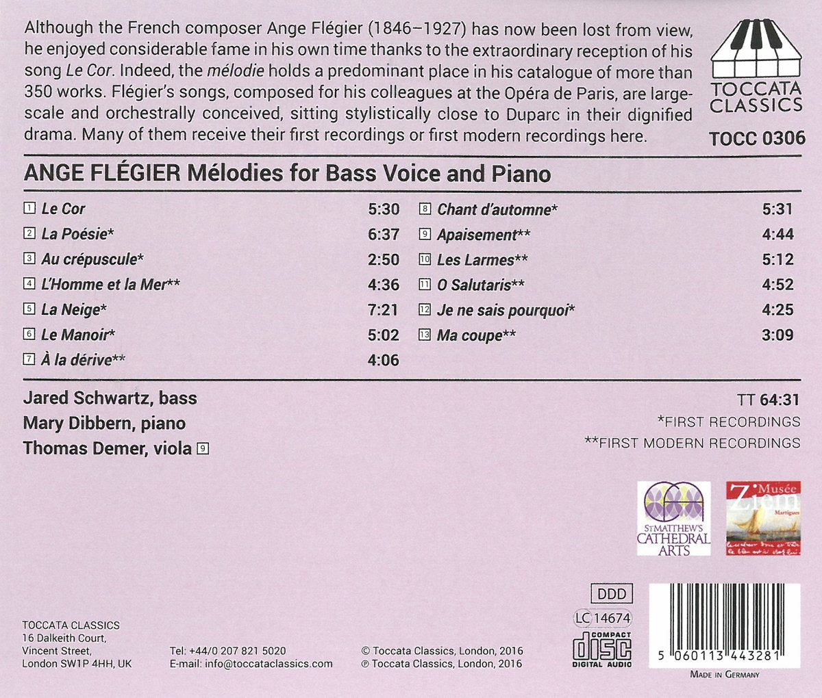 Flegier: Melodies for Bass Voice and Piano
