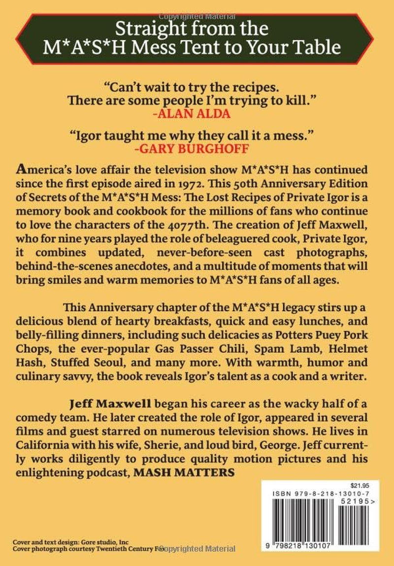 Secrets of The M*A*S*H Mess, The Lost Recipes of Private Igor: 50th Anniversary Edition