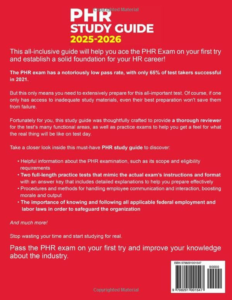 PHR Study Guide 2025-2026: Review Book With 350 Practice Questions and Answer Explanations for the Professional in Human Resources Certification