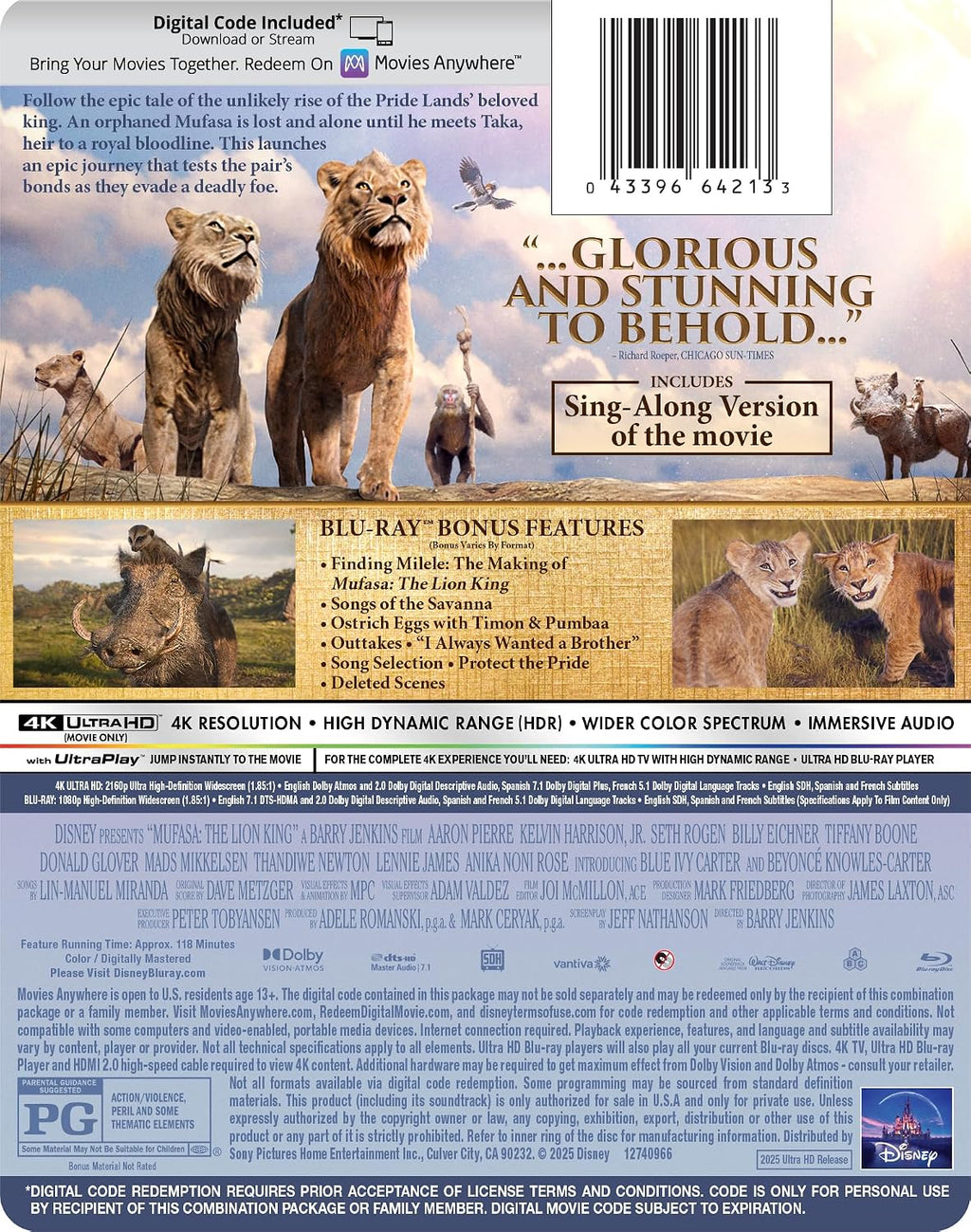 Mufasa: The Lion King - 4K + Blu-ray