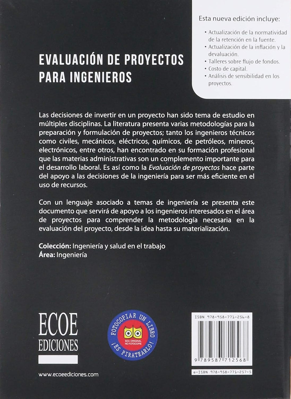 Evaluación de proyectos para ingenieros (Spanish Edition)