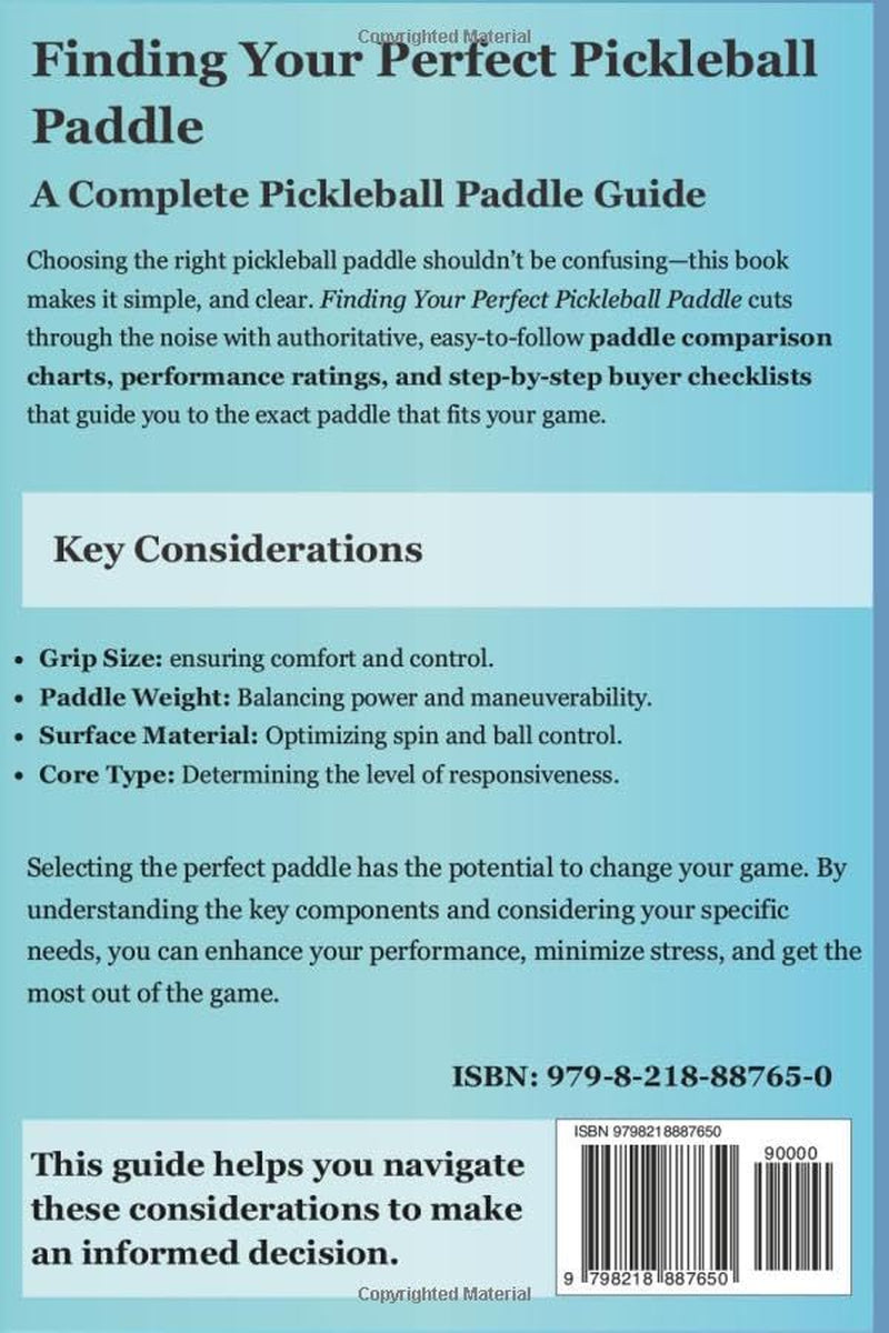Finding Your Perfect Paddle: A Complete Pickleball Paddle Book| Pickleball Paddle Reference Guide | Pickleball Buyer and Demo Checklist | Gift for Pickleball Players