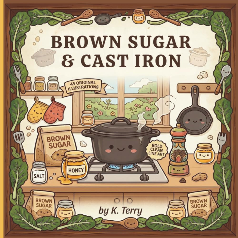 Brown Sugar & Cast Iron: A Soul Food and Cozy Kitchen Coloring Book for Black Women Featuring Relaxing Culinary Scenes and Adult Stress Relief (The Brown Sugar Collection)