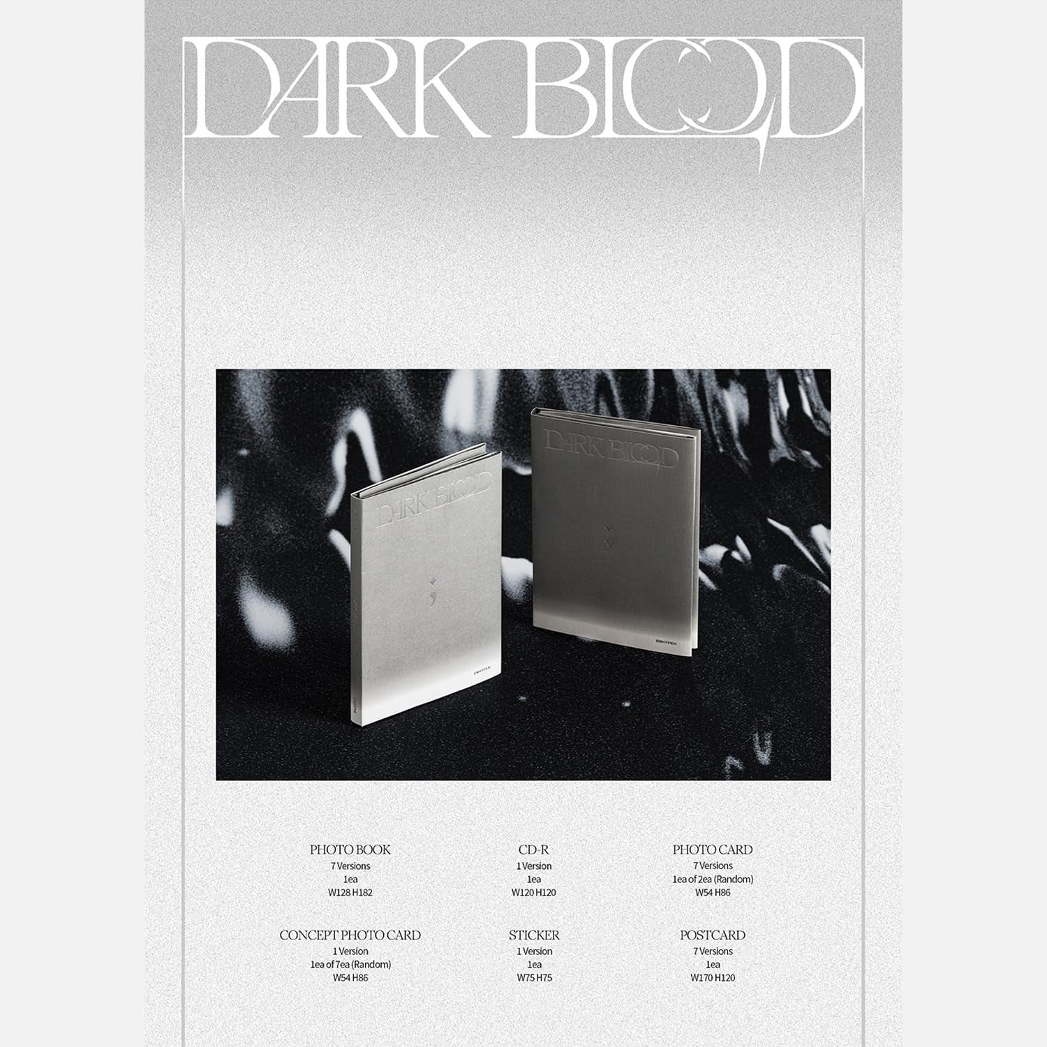 ENHYPEN DARK BLOOD ENGENE / Random Ver. Photobook R + Photocard + Sticker + Postcard + Gift