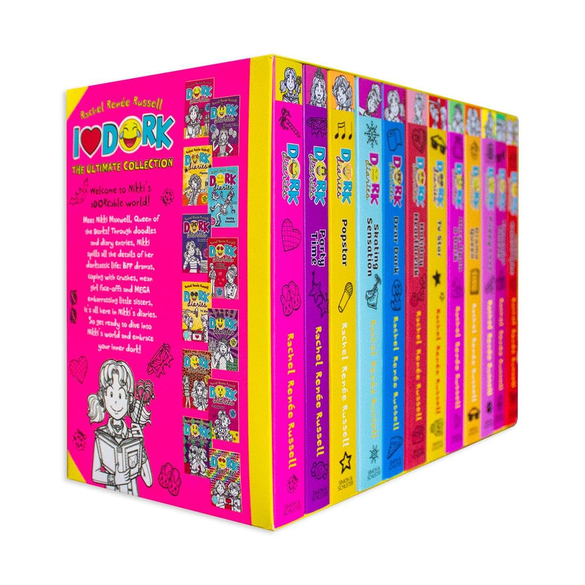 Dork Diaries Series Books 1–12 Box Set by Rachel Renée Russell – Complete 12-Book Collection (I Love Dork Edition, Kids Diary Fiction Ages 9–14)