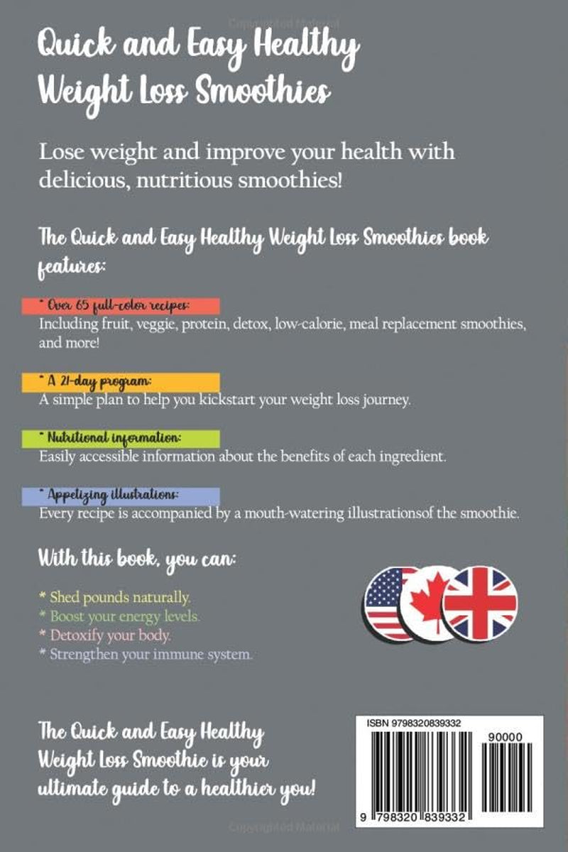 Healthy Smoothie Recipe Book for Weight Loss: 65 Blender Recipes Under 300 Calories for Good Health and Lasting Wellness (The Smoothie Lifestyle Series)