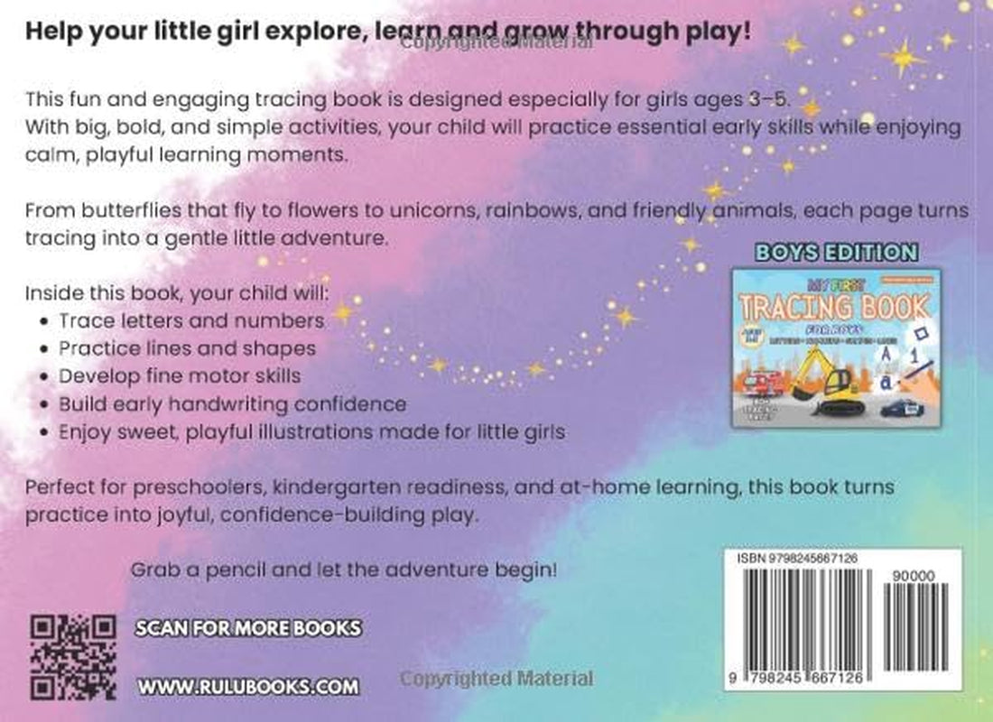 Tracing Book for Girls Ages 3-5: Full Color Edition: Big Easy Lines for Preschool & Kindergarten | Alphabet A-Z, Numbers 0-10, Shapes & Pre-Writing ... for Kids (My First Tracing Workbooks)