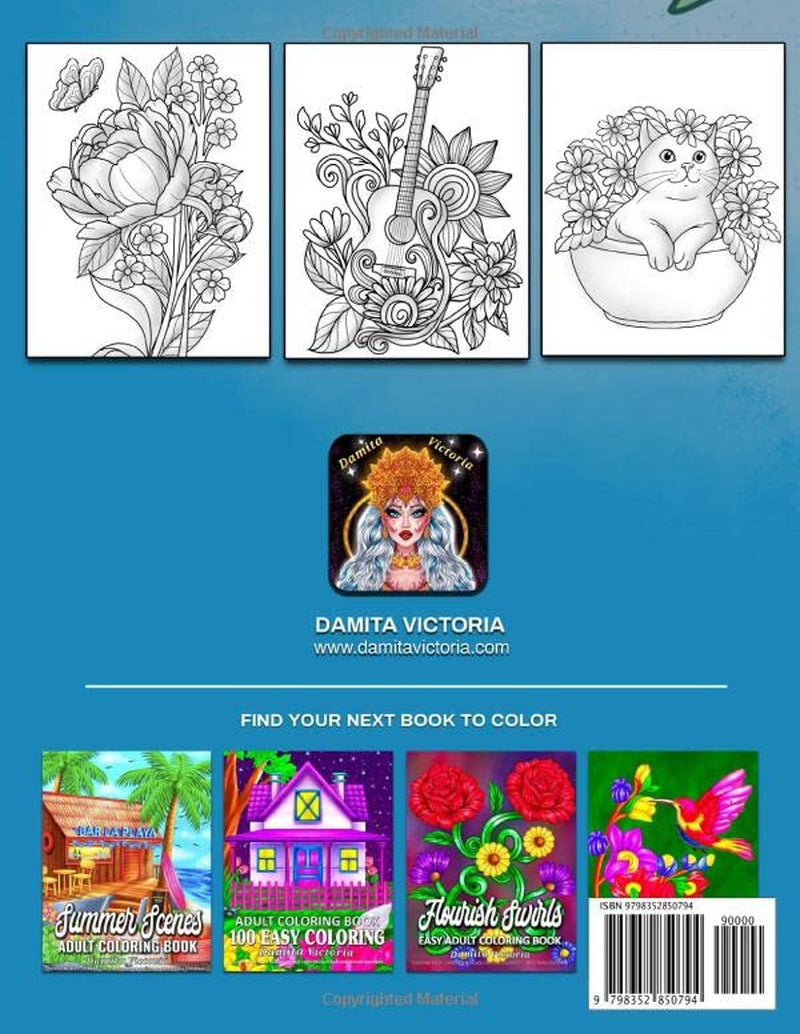 Adult Coloring Book 100 Relaxing Flowers: Easy Flower Coloring Book for Adult Relaxation with Large Print Floral Designs