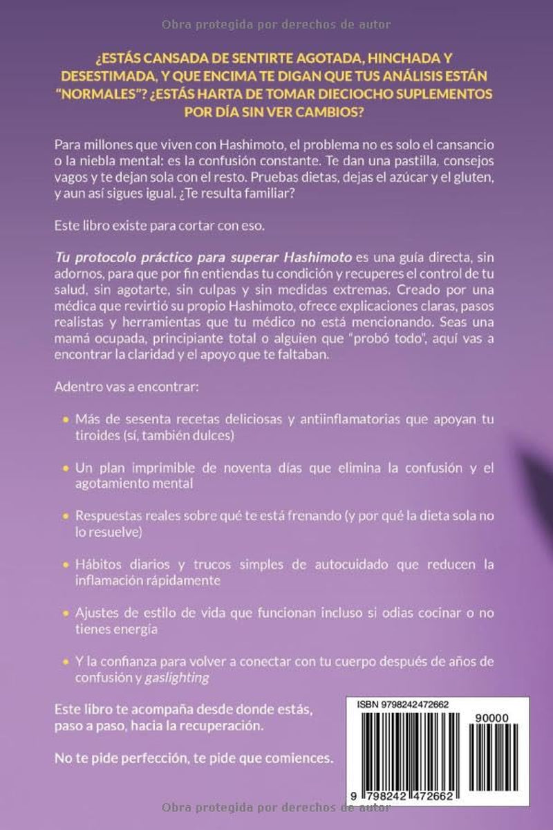 Tu protocolo práctico para superar Hashimoto: Una estrategia natural de 90 días con +60 recetas, planes alimentarios y cambios de estilo de vida para ... peso, equ (Hipotiroidismo) (Spanish Edition)