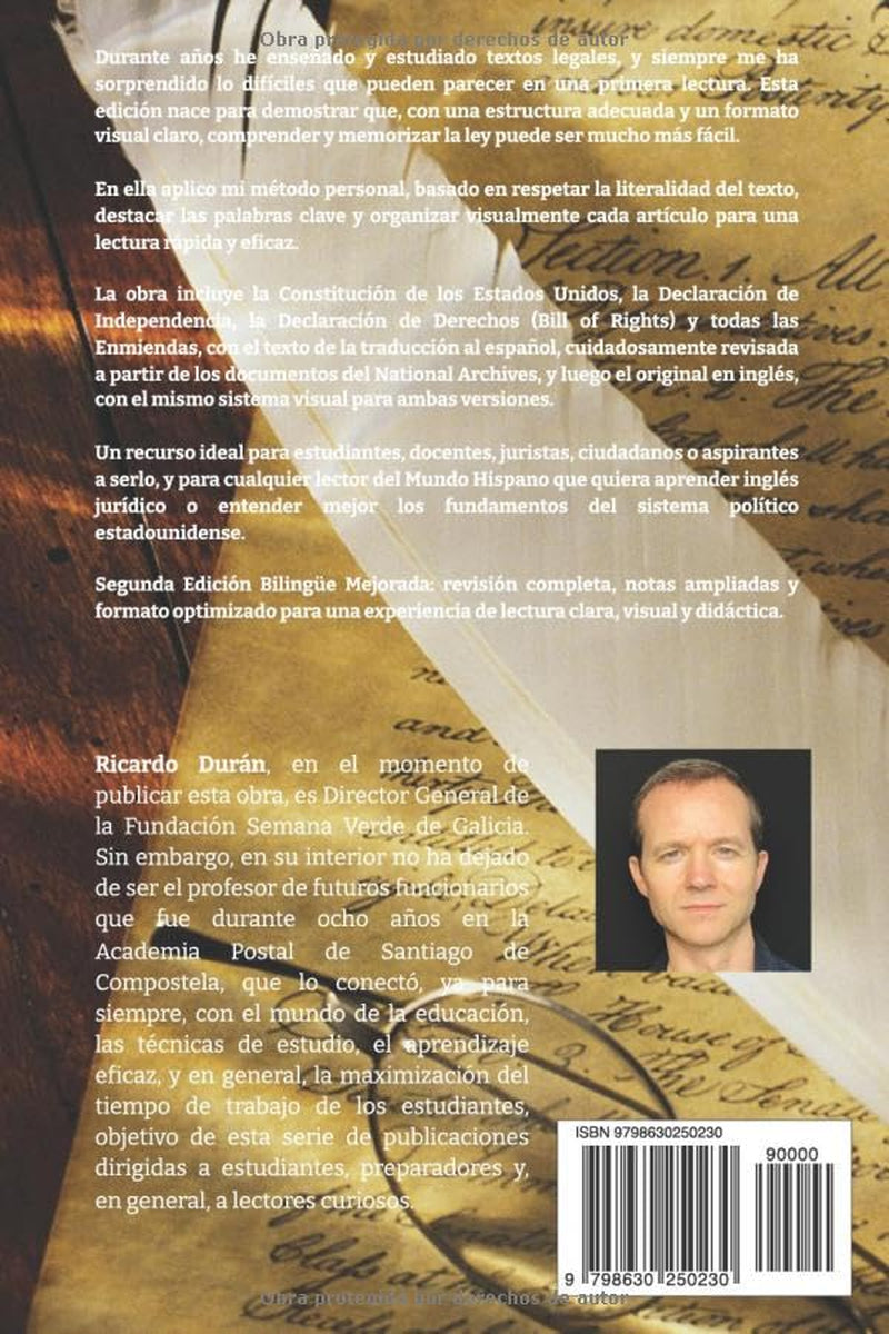 CONSTITUCIÓN DE LOS ESTADOS UNIDOS PARA ESTUDIANTES: Edición bilingüe español-inglés, ordenada para una memorización rápida (Quick Memory Collection) (Spanish Edition)