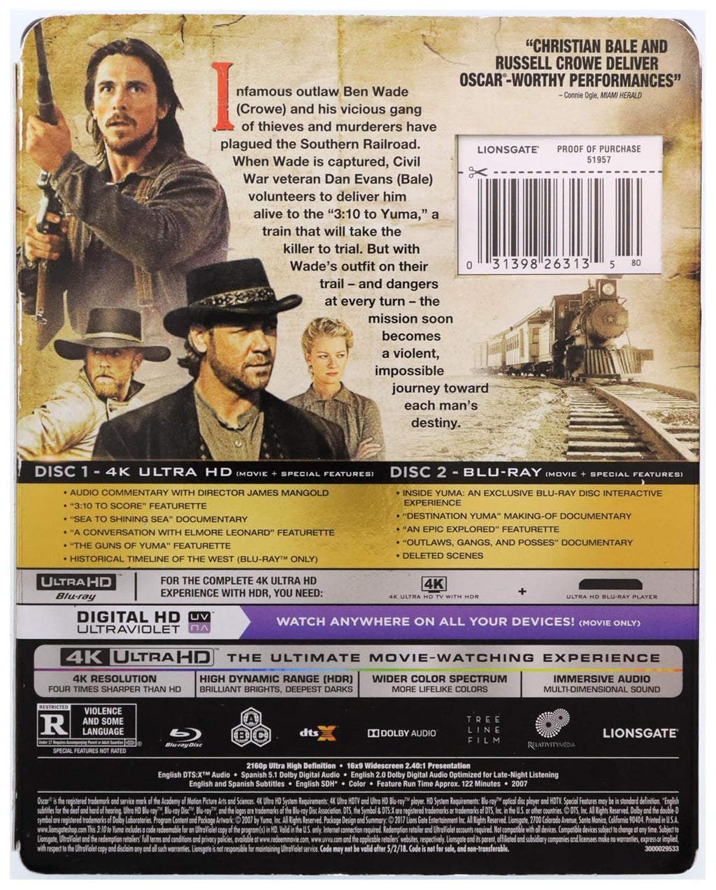 3:10 to Yuma 4K Ultra HD [Blu-ray + Digital HD]