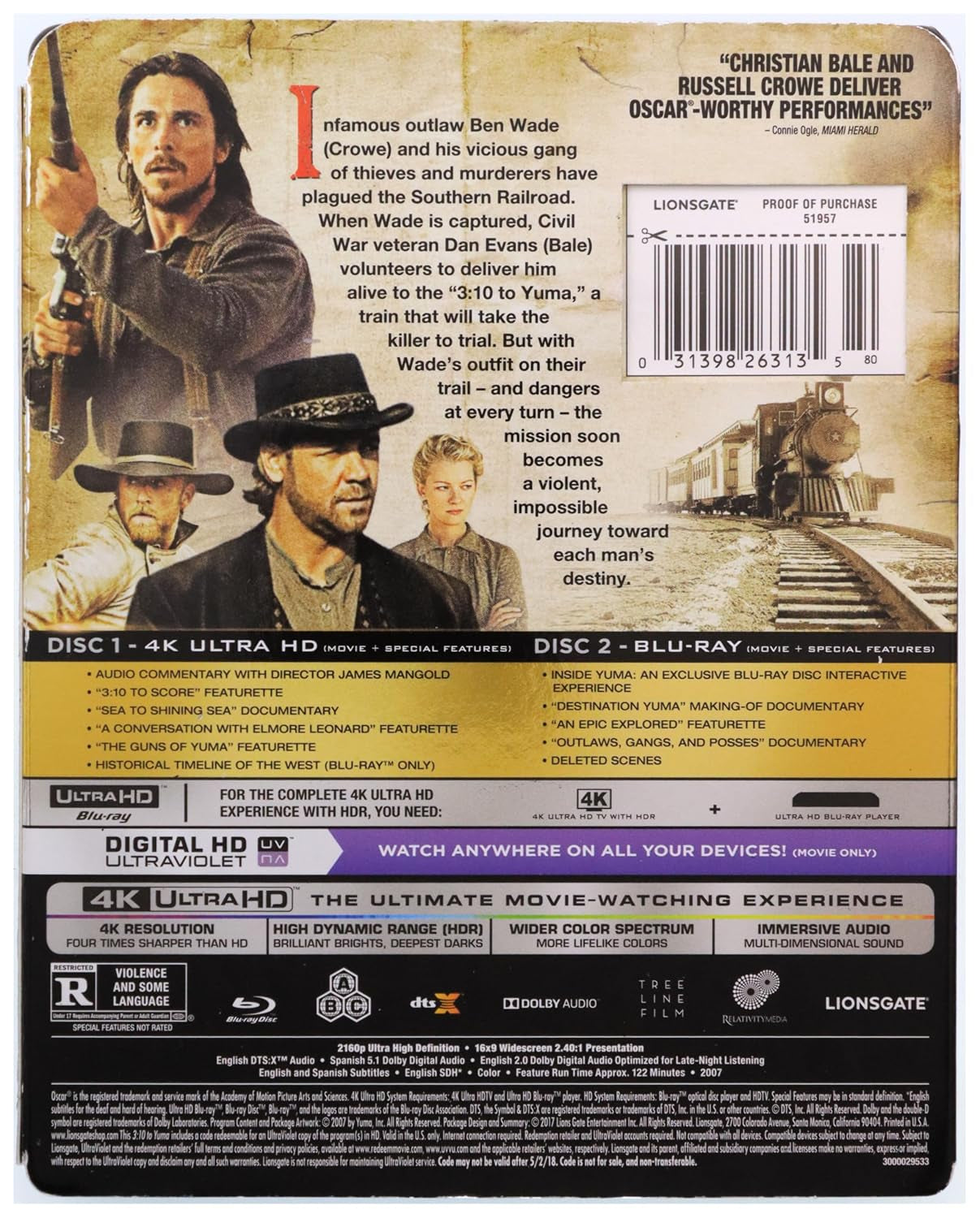 3:10 to Yuma 4K Ultra HD [Blu-ray + Digital HD]