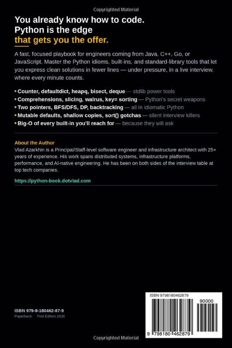 Python for Coding Interviews: Master Python's Secret Weapons to Ace Coding Interviews at Top Tech Companies