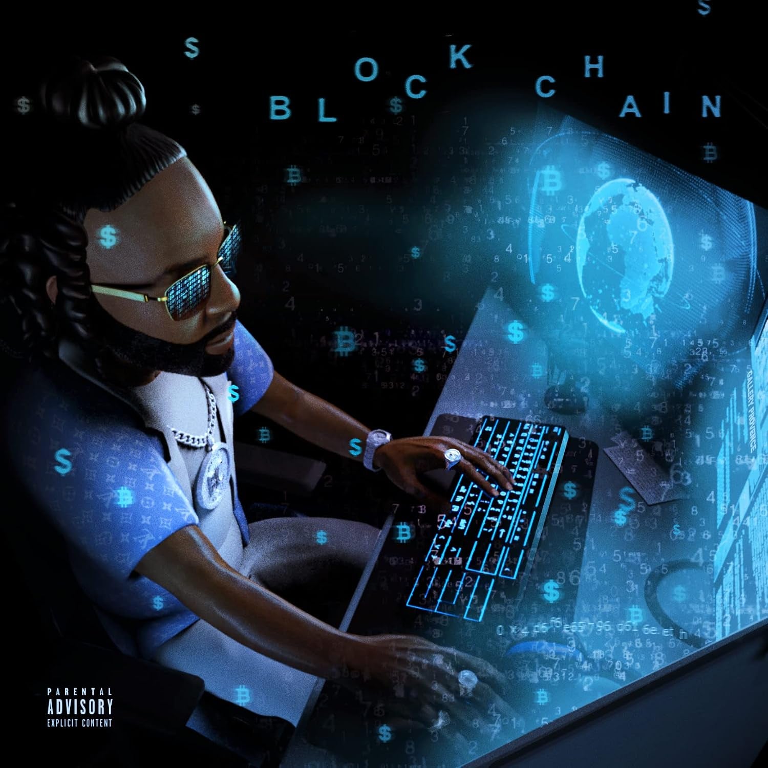 Blockchain Blue Seaglass Wave