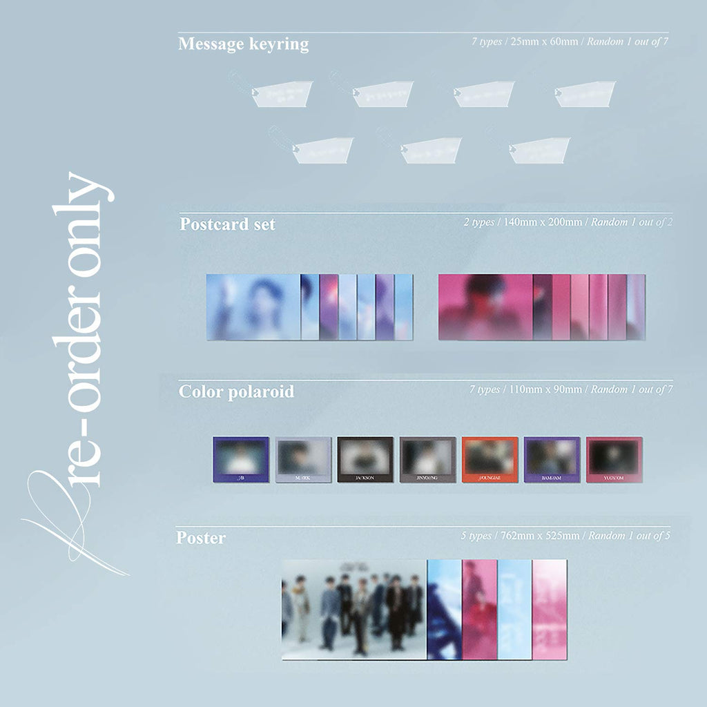 GOT7 Breath of Love : Last Piece MARK Ver. Photobook R + Photocard + Mini Folding Poster + Moment Film + Keyring + Postcard + Polaroid + Poster + 1 Hand Mirror + 4 Extra Photocards