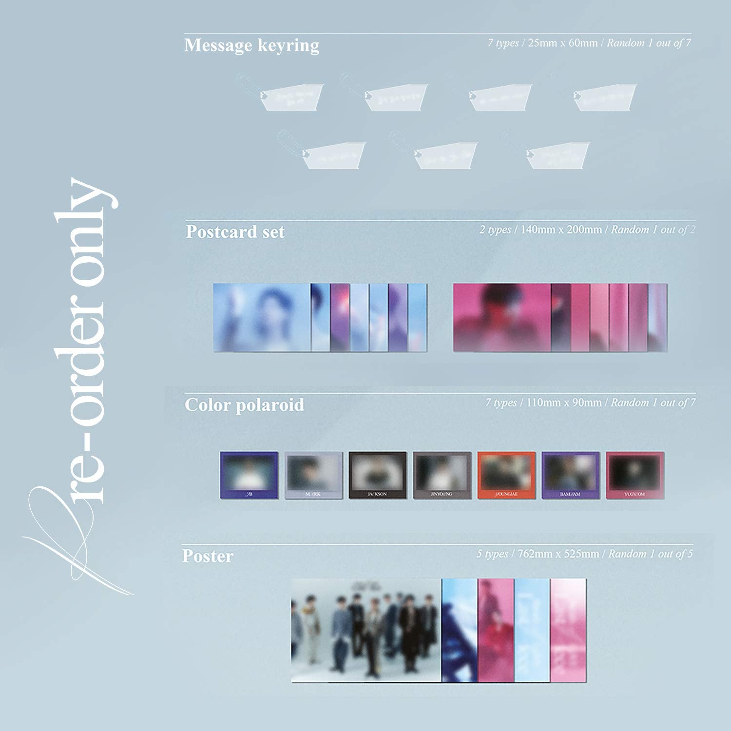 GOT7 Breath of Love : Last Piece MARK Ver. Photobook R + Photocard + Mini Folding Poster + Moment Film + Keyring + Postcard + Polaroid + Poster + 1 Hand Mirror + 4 Extra Photocards
