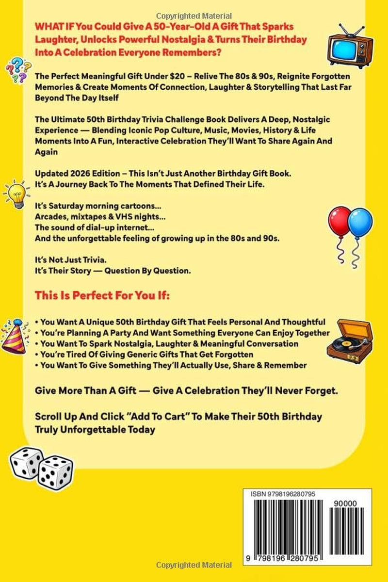 The Ultimate 50th Birthday Trivia Challenge Book: Take A Trip Down Memory Lane With Fun Facts, Brain Teasers & Nostalgic Challenges Perfect For 50-Year-Olds (50th Birthday Gift For Men & Women)