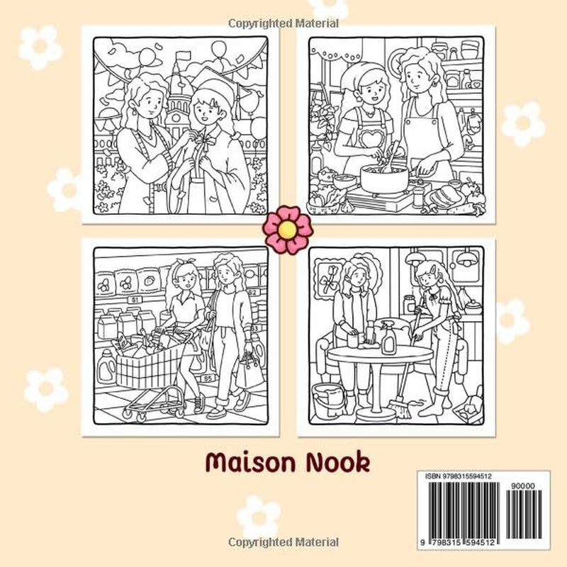 Mom Love: A Motherhood Coloring Book for Adults & Teens Featuring Loving Scenes of Moms and Daughters for Relaxation and Mindfulness