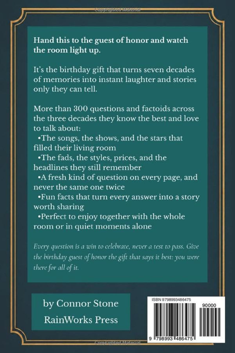 The 70th Birthday Trivia Book: 300+ Nostalgic Quizzes, Fun Facts, and Memories from the 1960s, 70s, and 80s, the Perfect Milestone Gift for Mom, Dad, ... It All (The Birthday Trivia Books series)