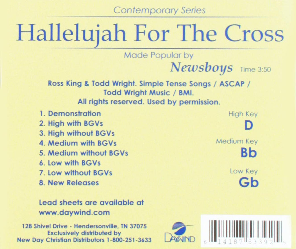 Hallelujah For The Cross Accompaniment/Performance Track Daywind Soundtracks