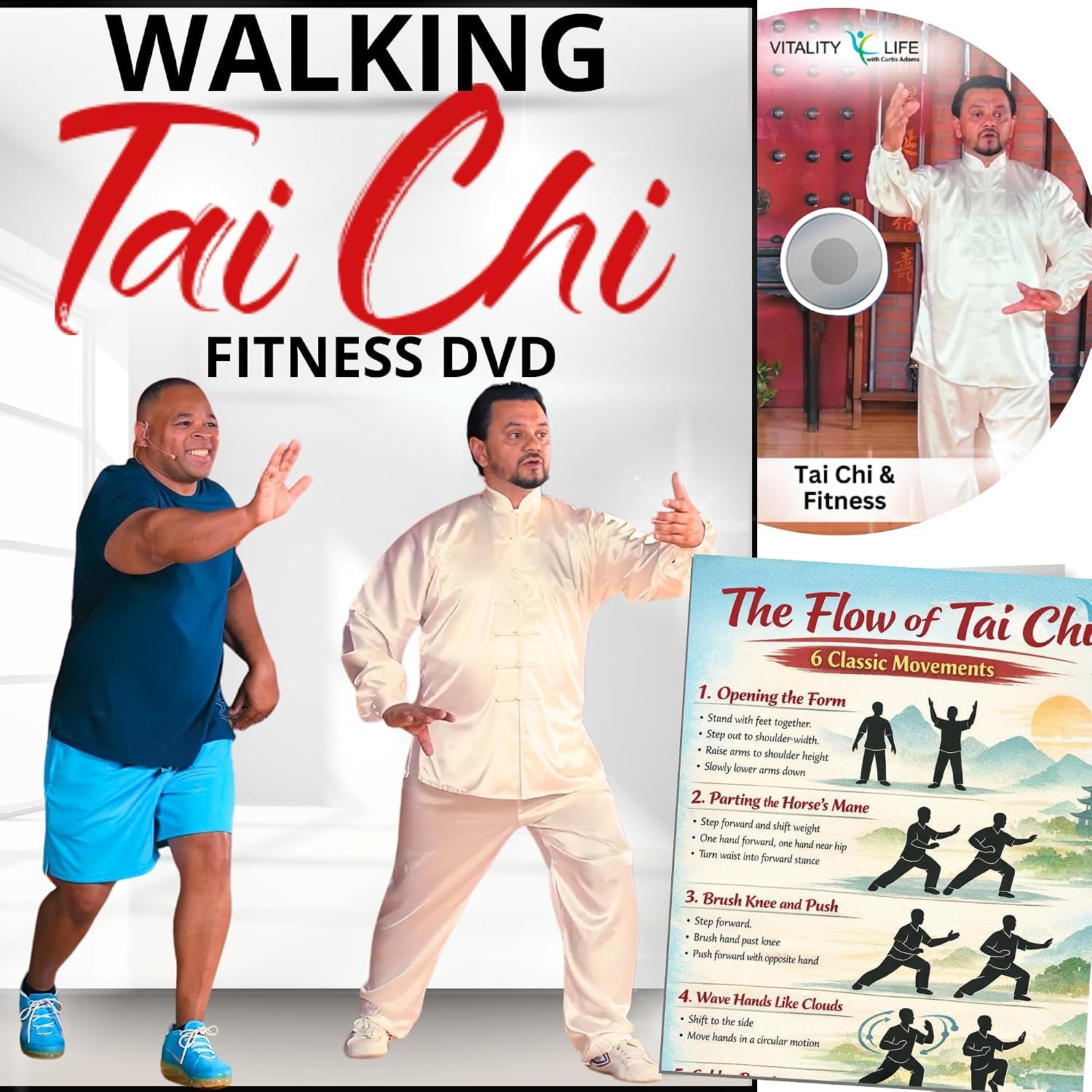 Tai Chi for Seniors and Beginners –TAI CHI WALKING DVD + Tai Chi Walking Chart. Balance, Stretching, Strength Tai Chi DVD. Tai Chi chair workout DVD. Tai Chi chair exercise for seniors no chair yoga | Tai Chi for seniors: blends Tai Chi Walking, Qigong, T