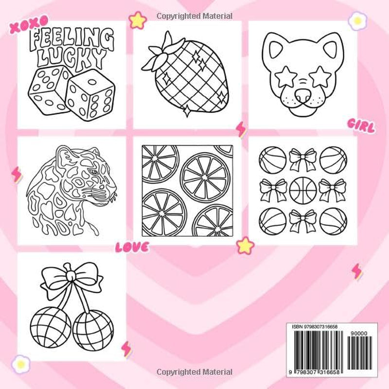 Preppy Art: Aesthetic Coloring Book for Adults and Teens Featuring Fashion, Retro and Groovy Things, Bold and Easy Designs for Stress Relief Moments