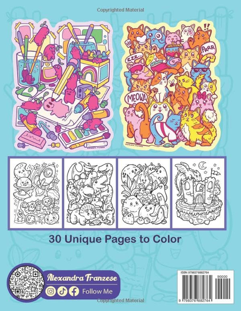 Kawaii Coloring Book: Amazing and Adorable Styled Pages with Cute Characters, Animals, Food, and Flowers, A Huge Variety of Pages to Color