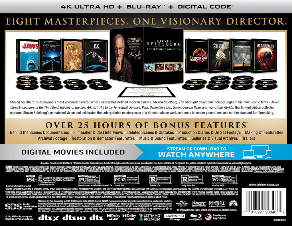 Steven Spielberg: The Spotlight Collection - Limited Edition Steelbook Library Case [4K Ultra HD + Blu-ray + Digital]