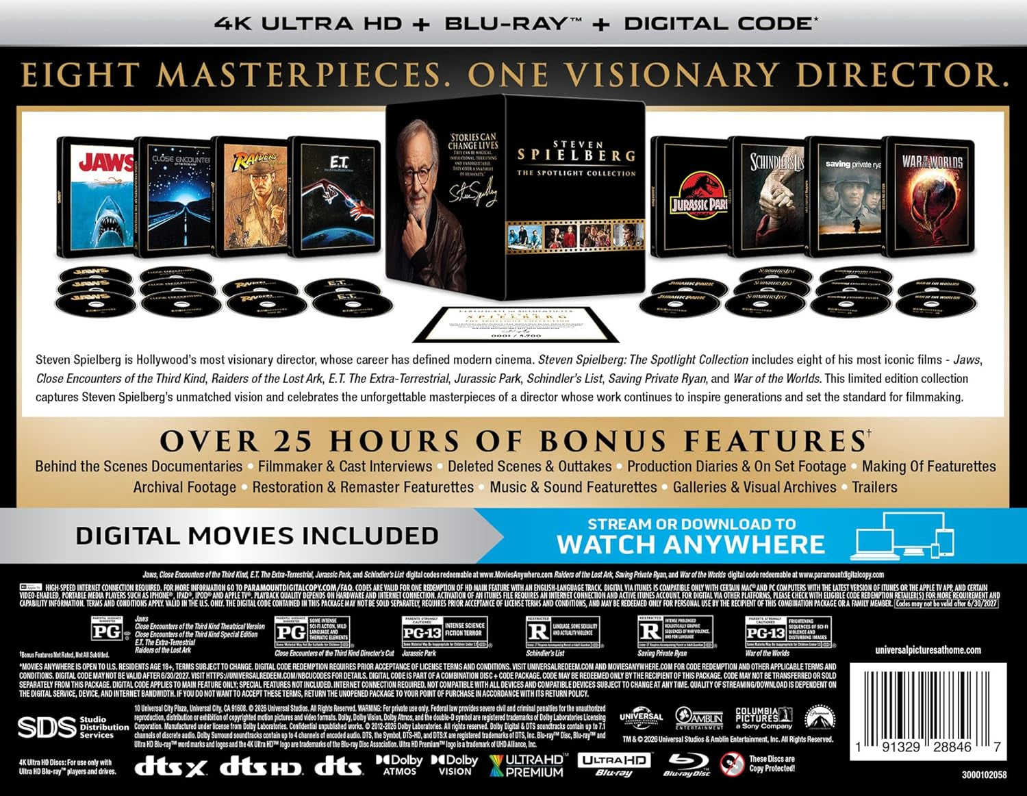 Steven Spielberg: The Spotlight Collection - Limited Edition Steelbook Library Case [4K Ultra HD + Blu-ray + Digital]