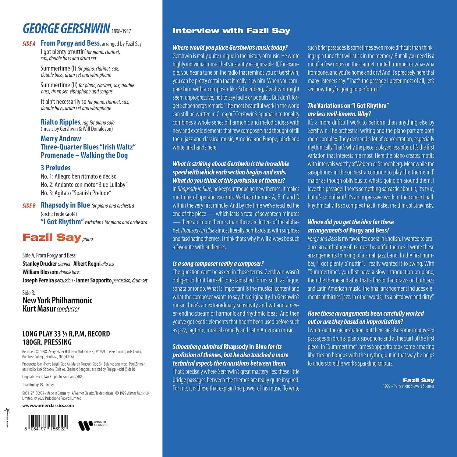 Gershwin: Rhapsody in Blue, Porgy & Bess arrangements
