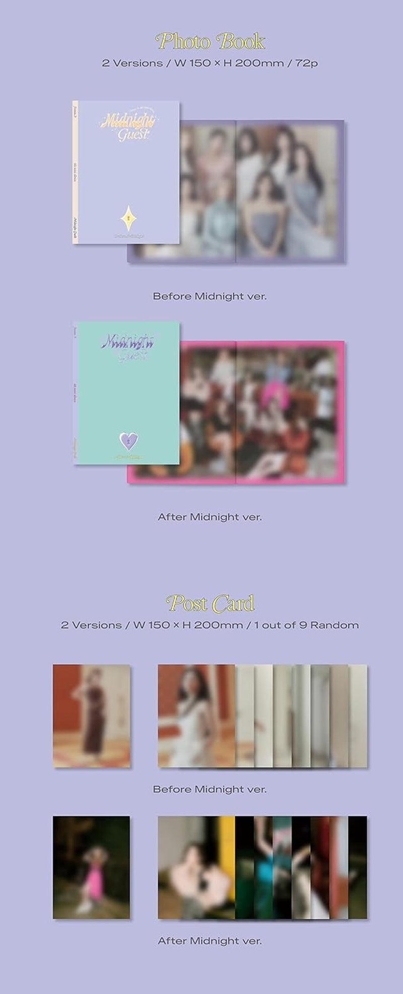 Midnight Guest Random Cover Incl. 72pg Photobook, Postcard, Mini Card, Film Photo, 2 Photocards + Lyric Paper