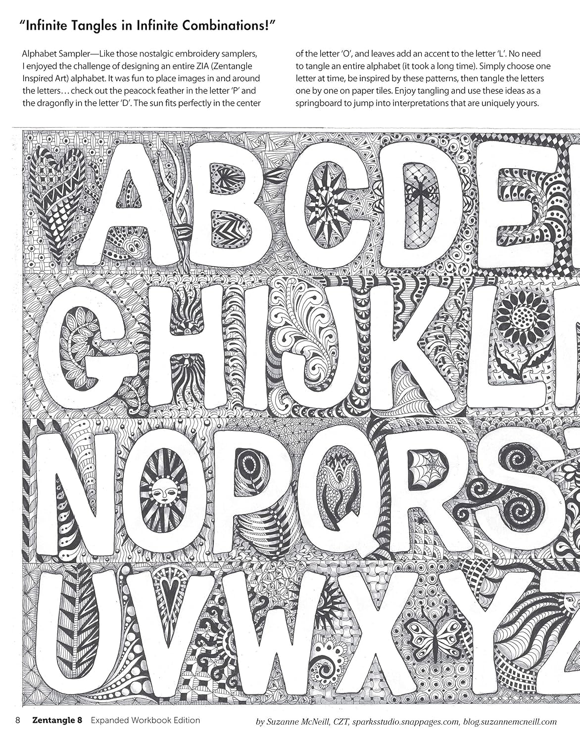 Zentangle 8, Expanded Workbook Edition: Monograms, Alphabets, and 40 All-New Tangles (Design Originals) How to Embellish Letters, Monograms, Cards, Stationery, Gifts, and More with Beautiful Designs