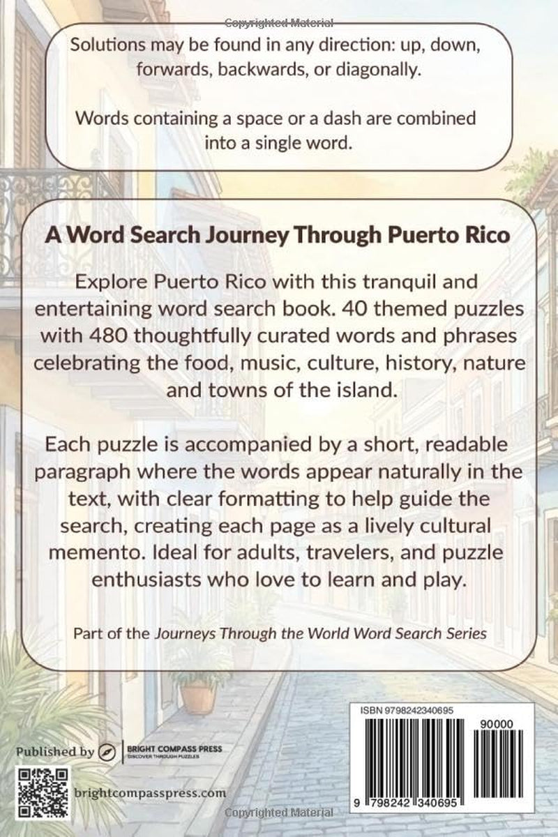 A Journey To Puerto Rico Word Search Puzzle: Word Searches with Easy to Read Print about Puerto Rico, Travel, Culture and More | 6x9 inches, 80 pages ... Through the World Word Search Series)