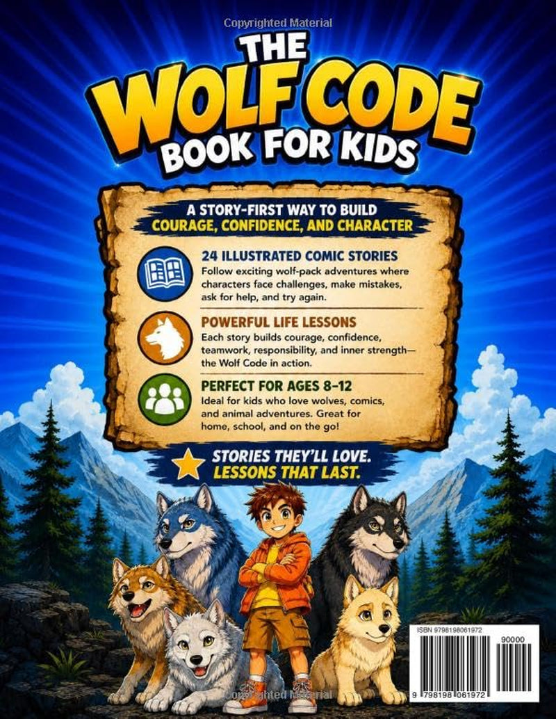 The Wolf Code Book for Kids: 24 Illustrated Stories for Ages 8-12 to Discover the Way of the Wolf and Build Confidence, Leadership, Teamwork, and Inner Strength (Comic Edition)