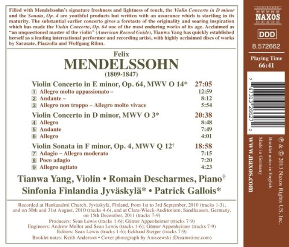 Violin Concertos in E minor Op 64 & D minor