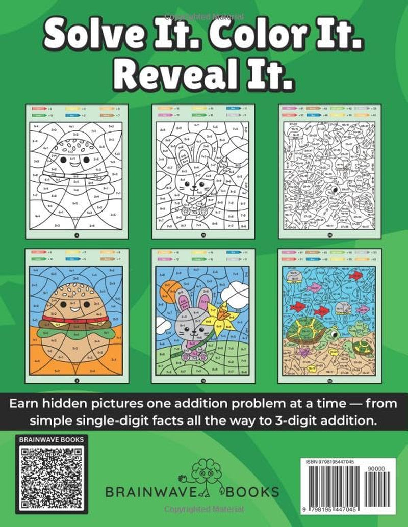 Color By Addition: Color-by-Number Addition Activities for Kids Ages 6–10 | Progressive Addition Workbook from Single-Digit Facts to 3-Digit Addition