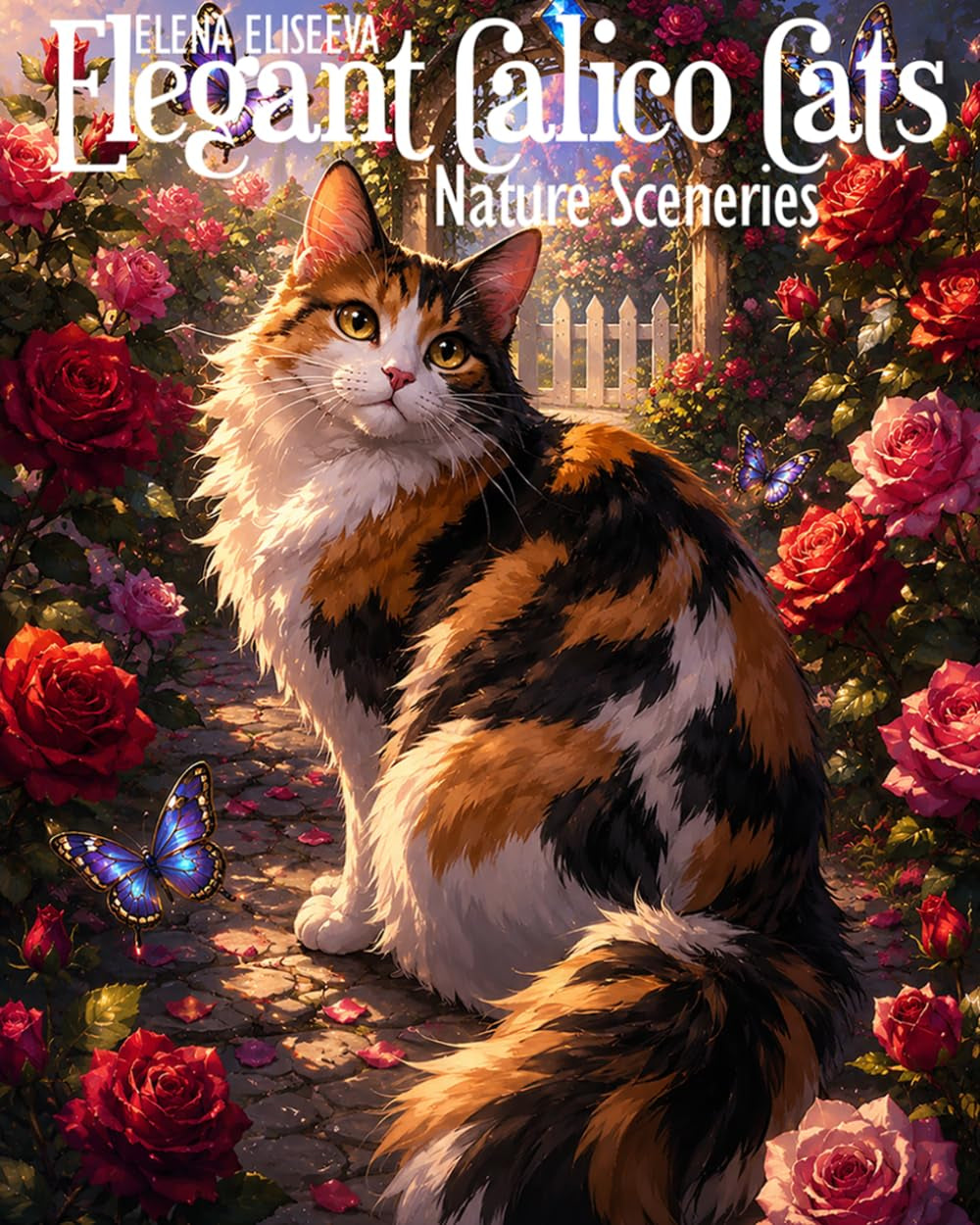 Elegant Calico Cats: Nature Sceneries Coloring Book