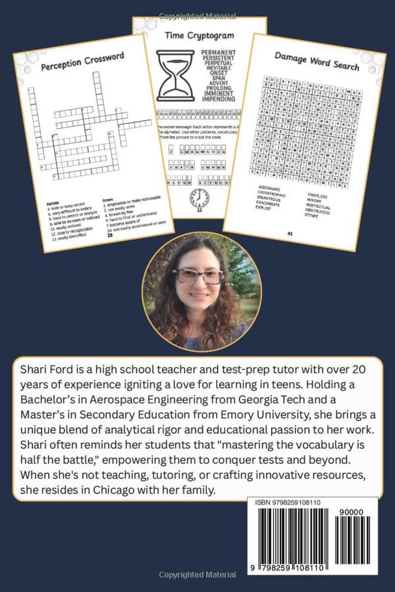 SAT Vocabulary Builder for Smart Teens: 200 SAT Words Grouped by Synonyms, 60 puzzles, Designed by a High School Teacher, SAT Prep Workbook with Word ... Gift for Teens (Smart Teens Vocabulary)