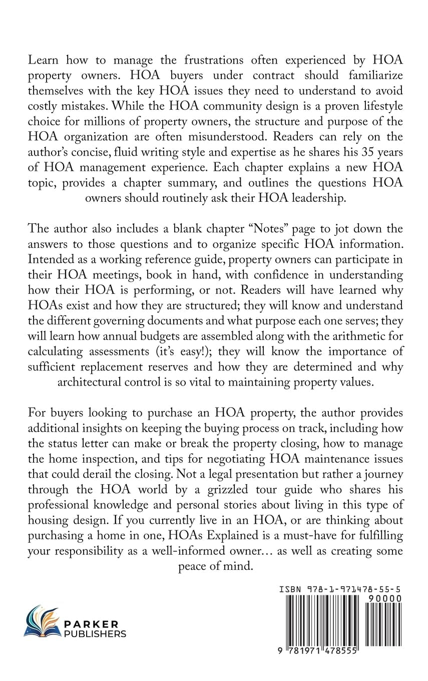 HOAs EXPLAINED: Vital knowledge HOA property owners must know, and the questions buyers are obliged to ask about investing or living in an HOA community | Simplifies buyer Due Diligence | great gift