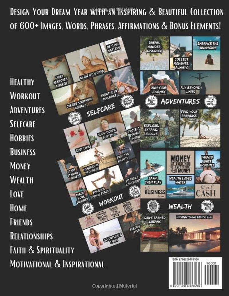 Vision Board Clip Art Book: Vision Board Supplies with 600+ Inspiring Pictures, Quotes & Strong Affirmations For Goal Setting, Manifestation and Positive Energy