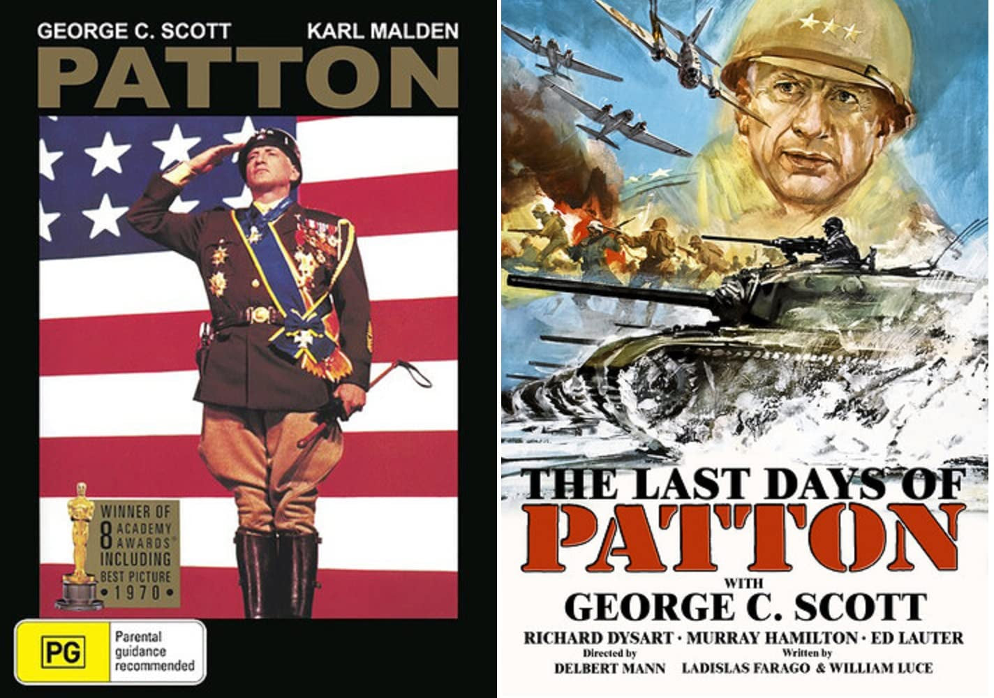 Patton & The Last Days Of Patton DVD 3-Disc Set George C Scott Includes Glossy Print D-Day Monument Art Card