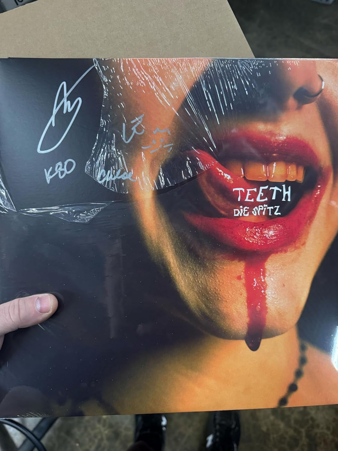 Die Spitz Teeth Revenge of Evangeline Record, Tortoise Shell Color, Signed Collector Sleeve