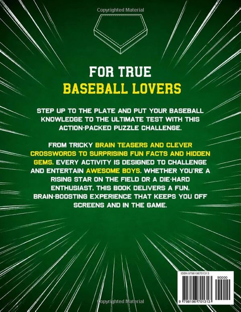 The Baseball Lovers Activity Book for Awesome Boys: 101 Tricky Brain Teasers, Fun Facts, Crosswords, and More Clever Puzzles | Gifts for Boys 8-12 (Unique Sports Fan Gifts)