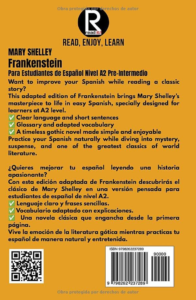 Frankenstein para estudiantes de español. Nivel A2 (Pre-Intermedio): Frankenstein adapted for Spanish Learners. Level A2 (Pre-Intermediate) (Learn ... Intermediate) (Spanish Edition)