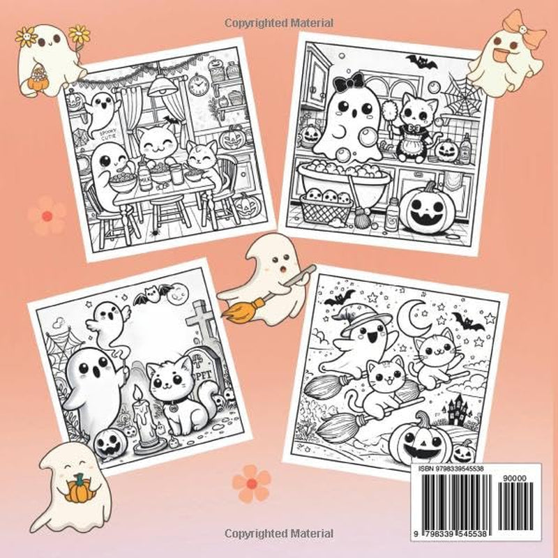 Spooky Cutie Ghosties: Coloring Book for Adults and Teens with Cute Creepy Ghosts and Creatures in Cozy Hygge Moments and Fun Adventures for Relaxation