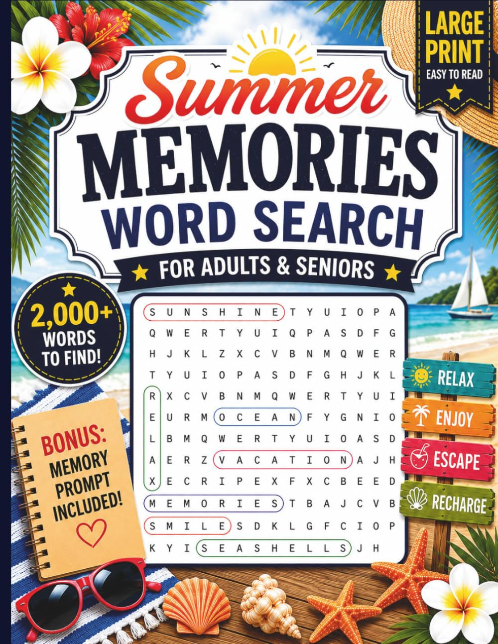 Summer Memories Word Search for Adults & Seniors: Large Print Word Puzzles for Relaxation, Happy Memories & Summer Escapes 100 Puzzles 2,000+ Words to Find (Memory Lane Puzzle Books)