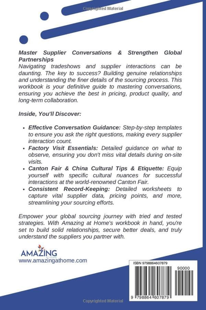 The Global Sourcing Workbook: Master Supplier Communication at Trade Shows & Factory Visits: Your Comprehensive Product Sourcing Guide for the Canton Fair and Beyond