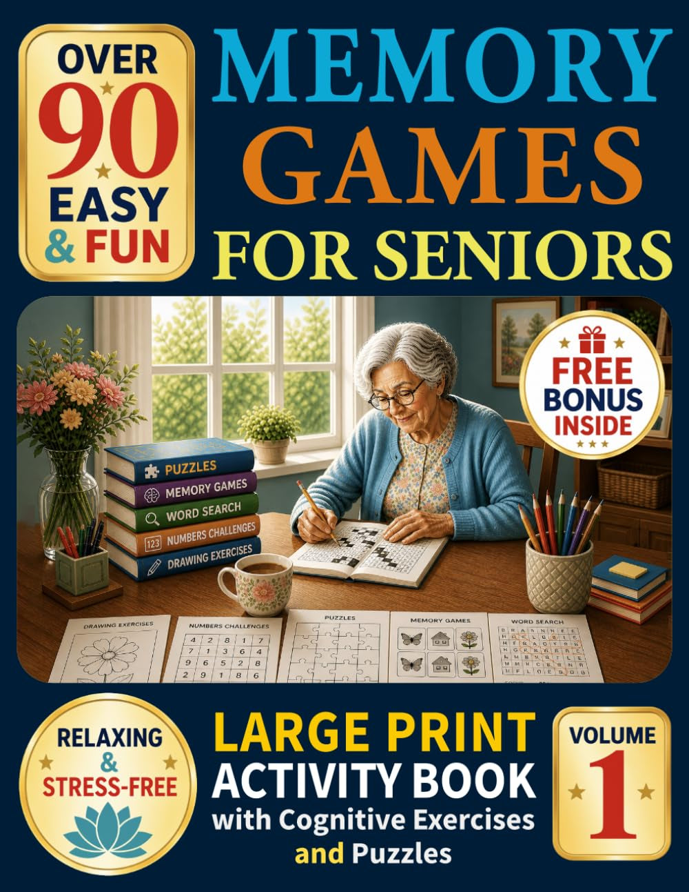 Over 90 Easy and Fun Memory Games For Seniors: Large Print Activity Book with Cognitive Exercises, Puzzles and Activities for Dementia Patients